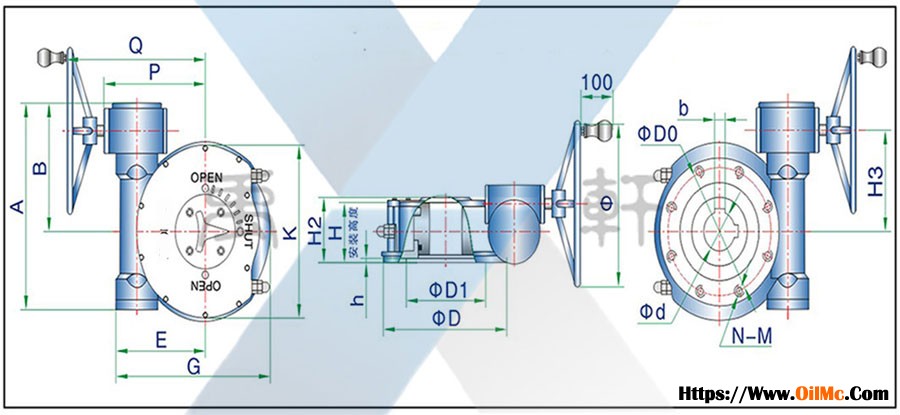 QDX3-S8双级球阀涡轮箱(图1)